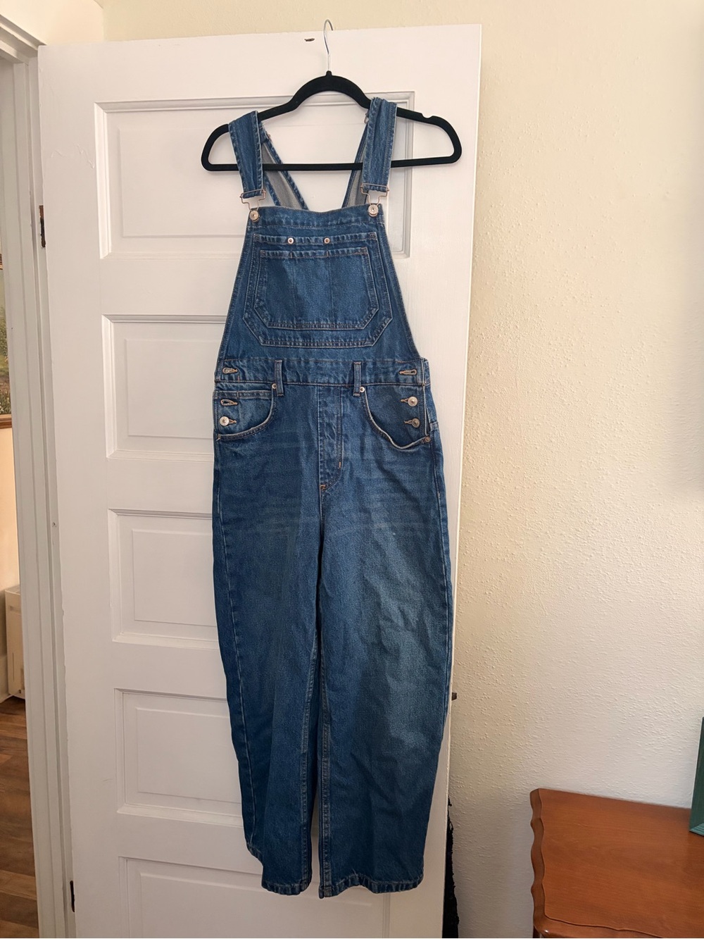Free People Classic Blue Denim Overalls - Women's Relaxed Fit - Picture 4 of 6